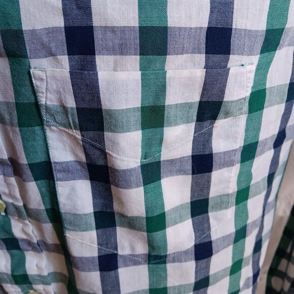Vintage Gant Mens Green & Blue Plaid Button-Down Oxford Shirt Size 16-35 Medium - Picture 6 of 8
